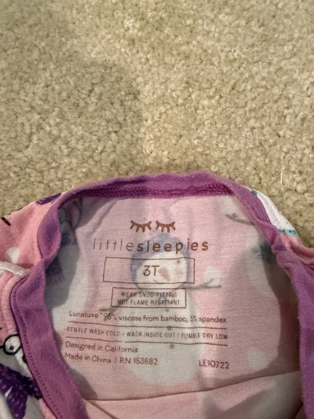 Little Sleepies Pink Snowman Pajama Set with Purple Trim